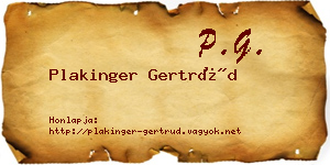 Plakinger Gertrúd névjegykártya